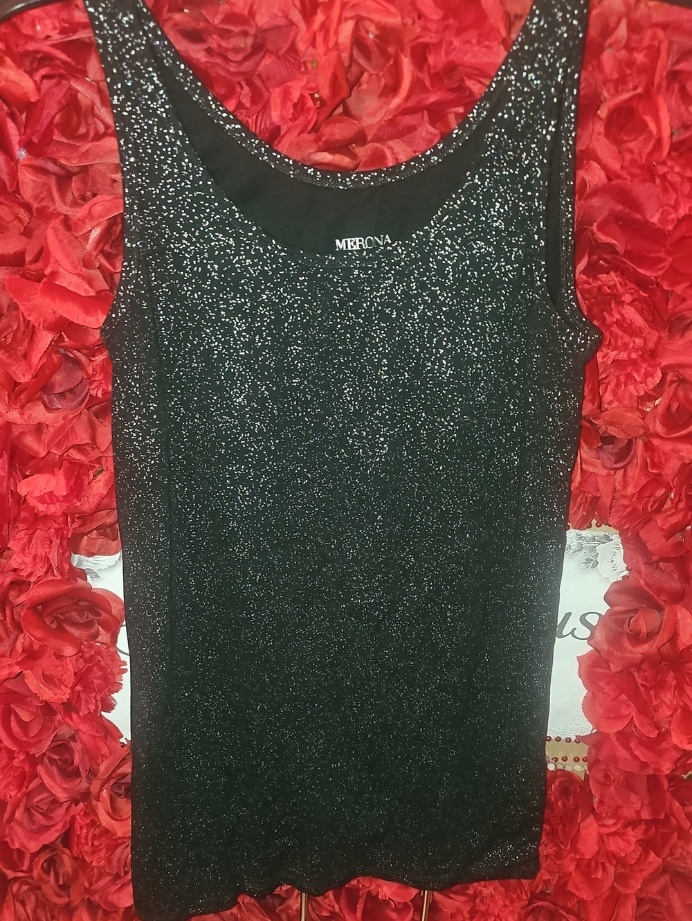 Merona Women's Black Glitter Tank Top Size Large